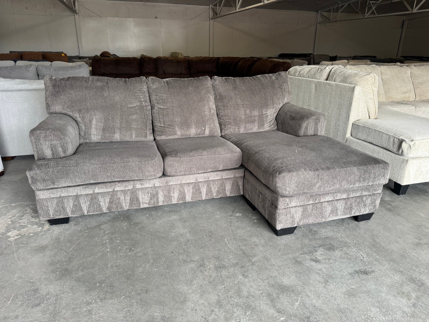 Charcoal Gray Apartment Sectional with Reversible Chaise