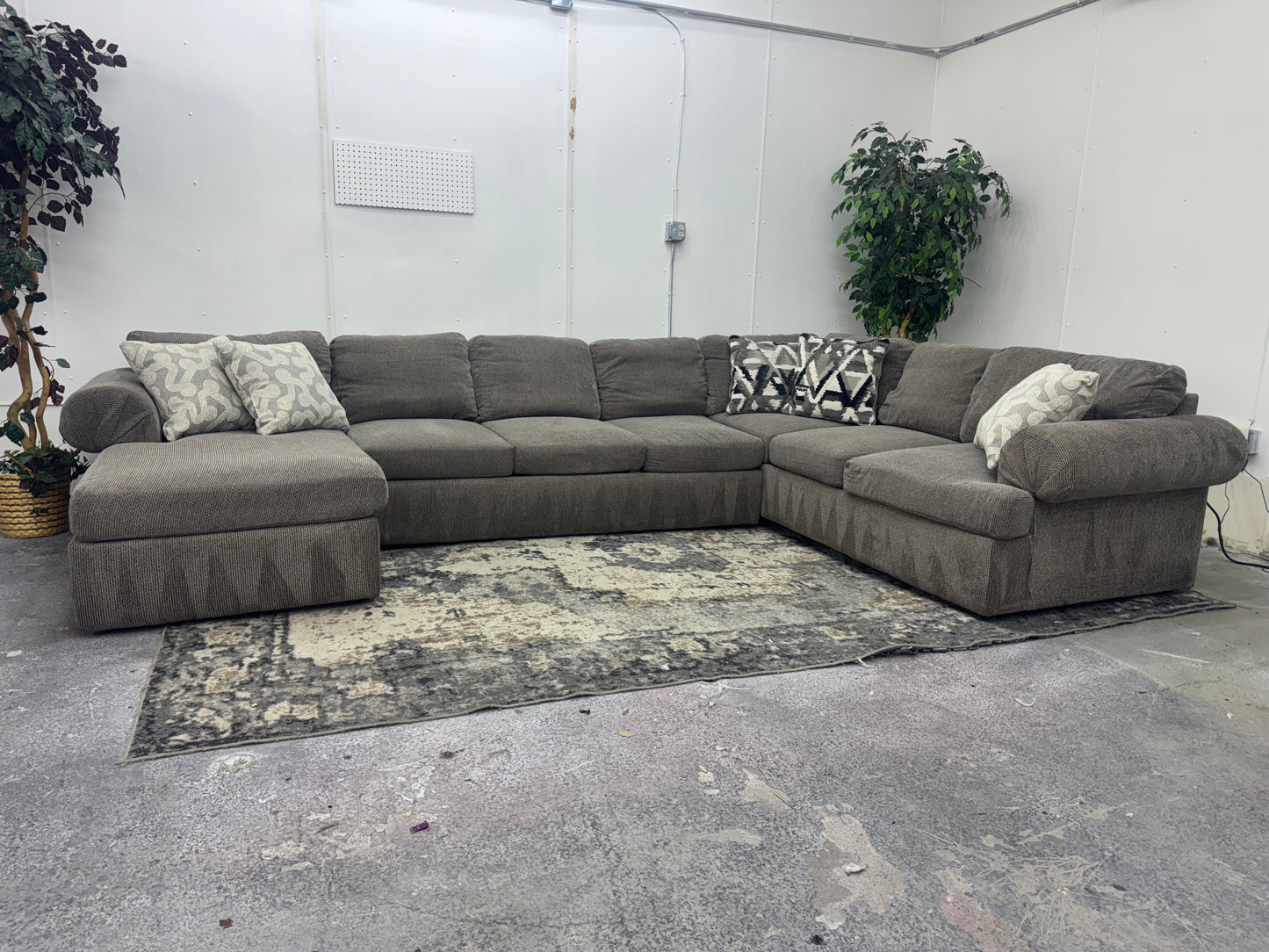Huge Taupe U-Shaped Sectional with Chaise