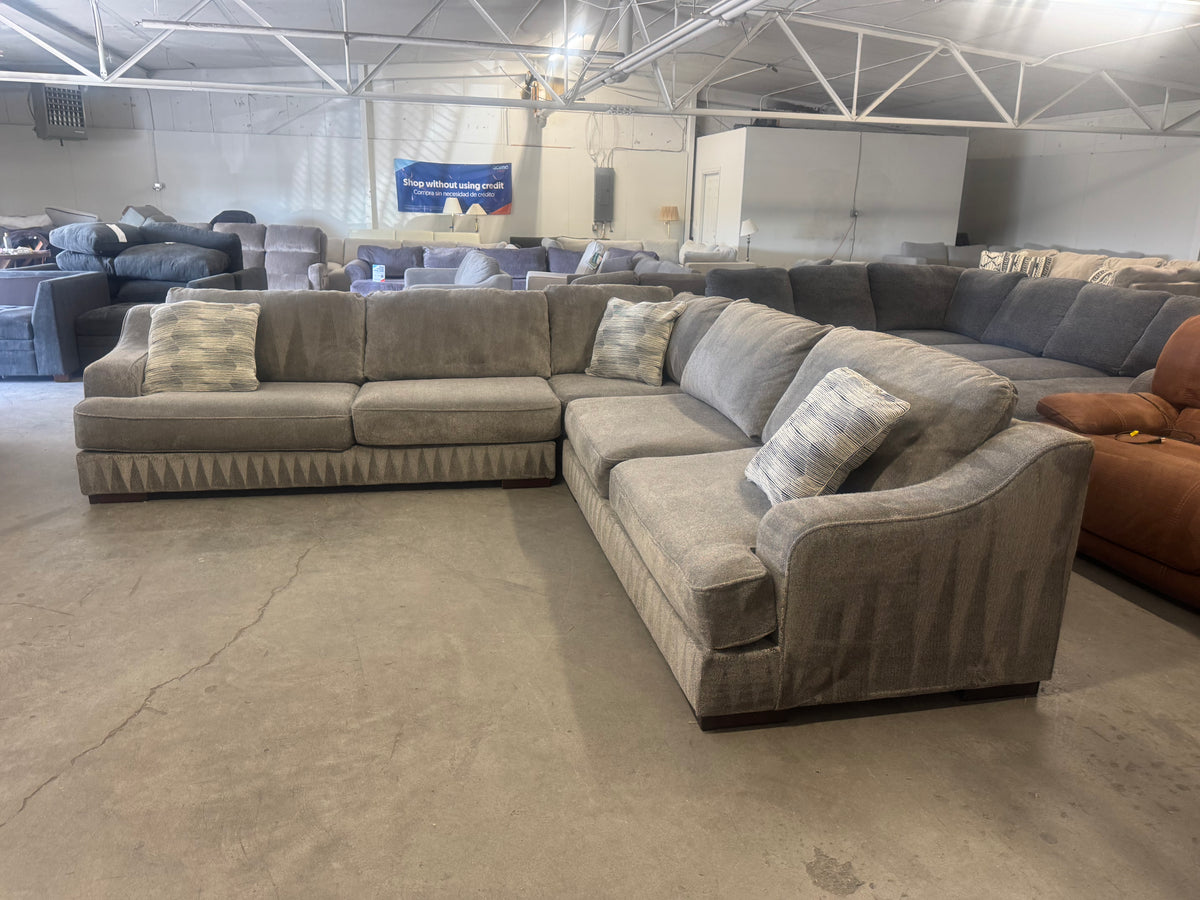 Deep Seated Gray L-Shape Sectional Couch