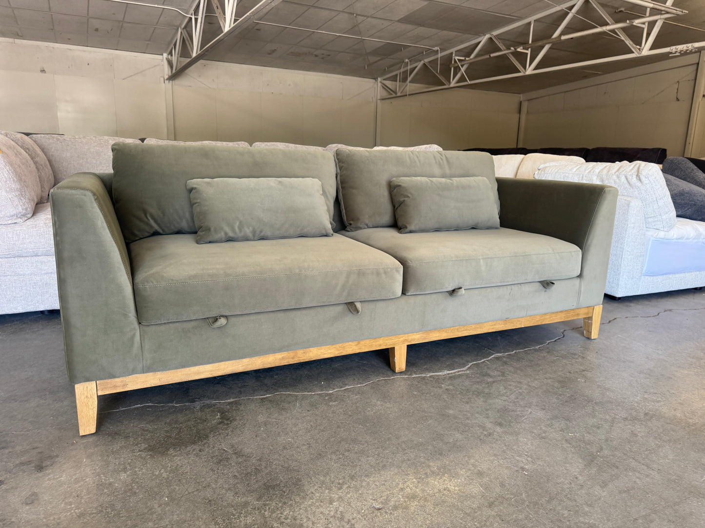Green Mid Century Modern Sofa with Hidden Storage