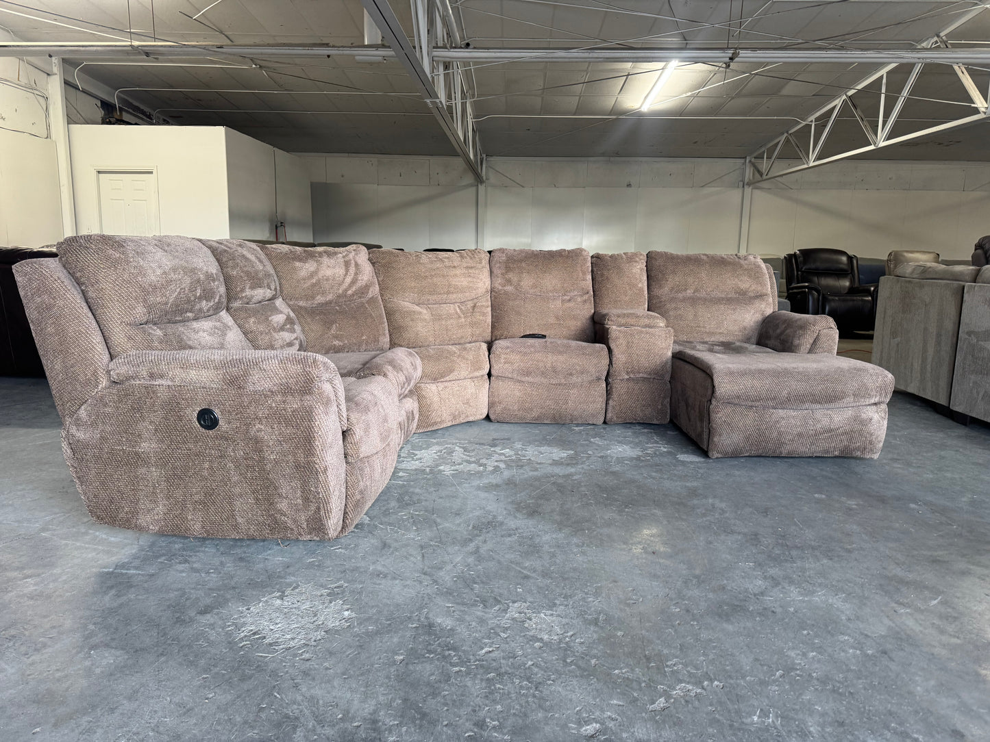 Brown Fabric Modular Reclining Sectional with Power & Chaise