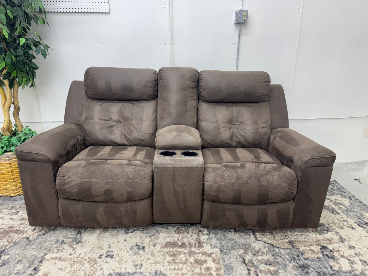 Brown Microfiber Loveseat Recliner