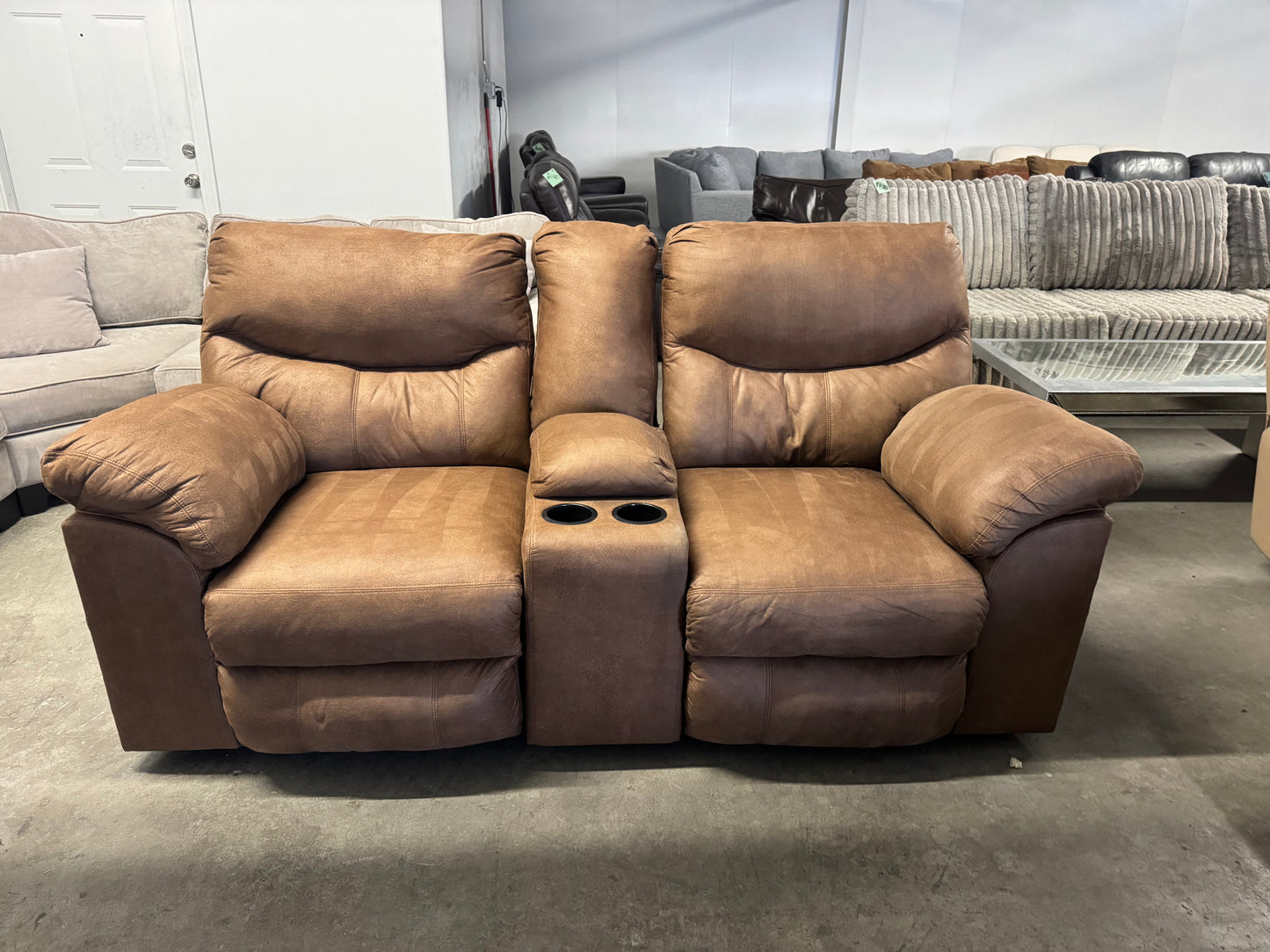 Brown Microfiber Reclining Loveseat