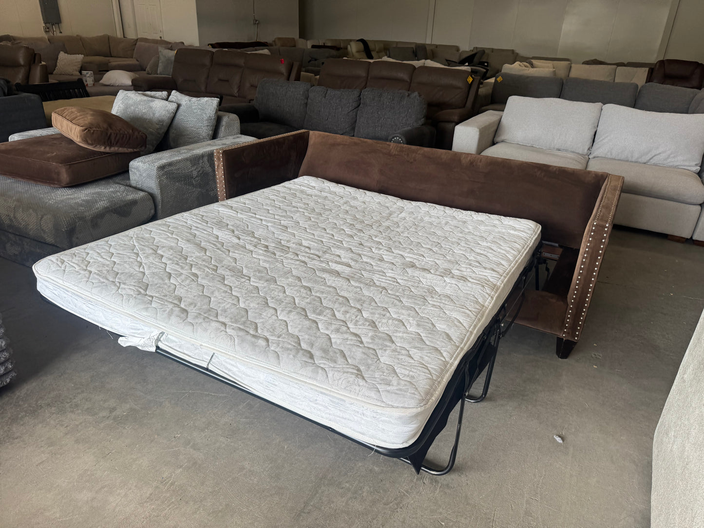 Brown Nailhead Trim Sleeper Sofa