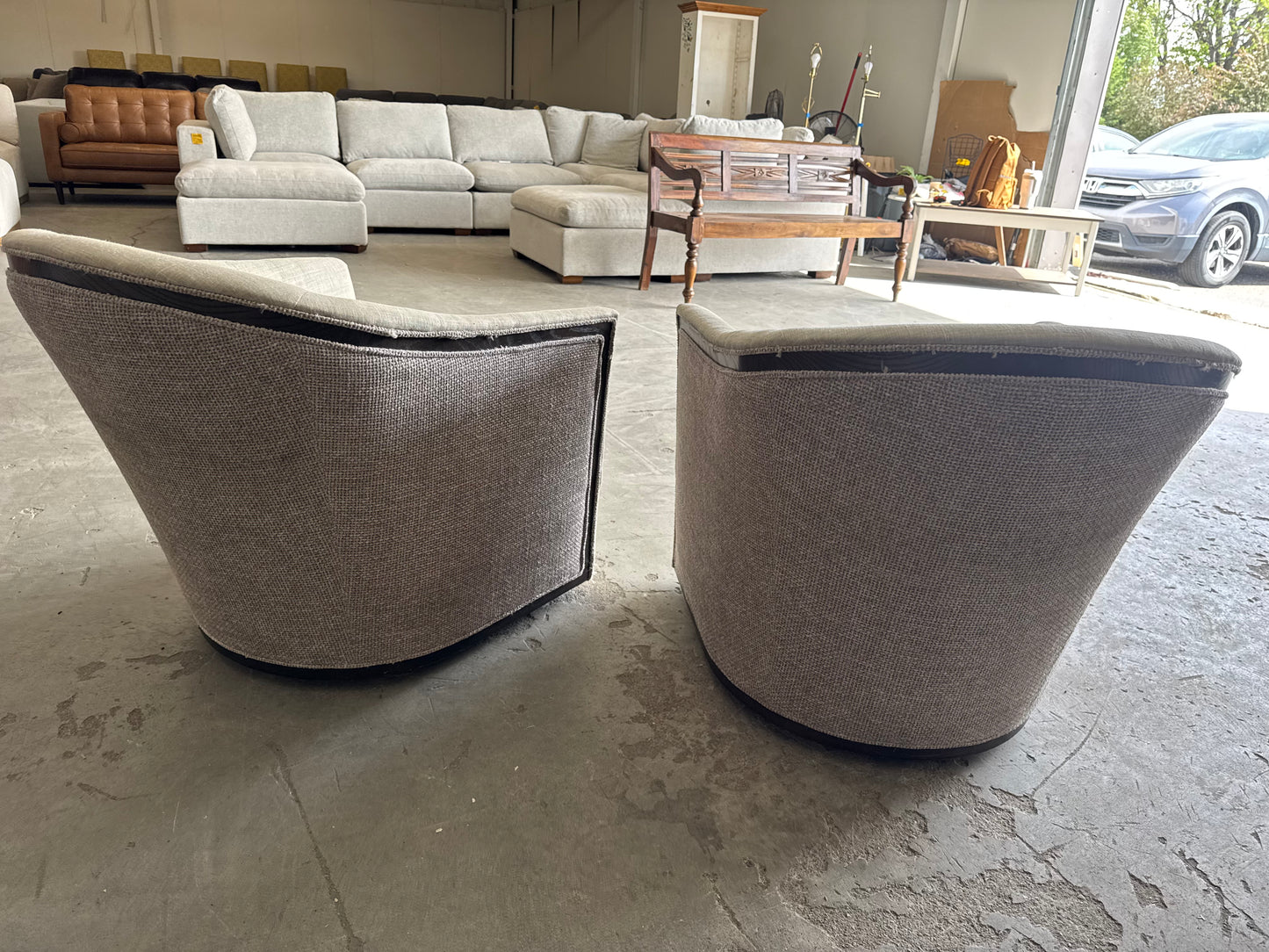 Designer Beige Swivel Chairs (Set of 2)