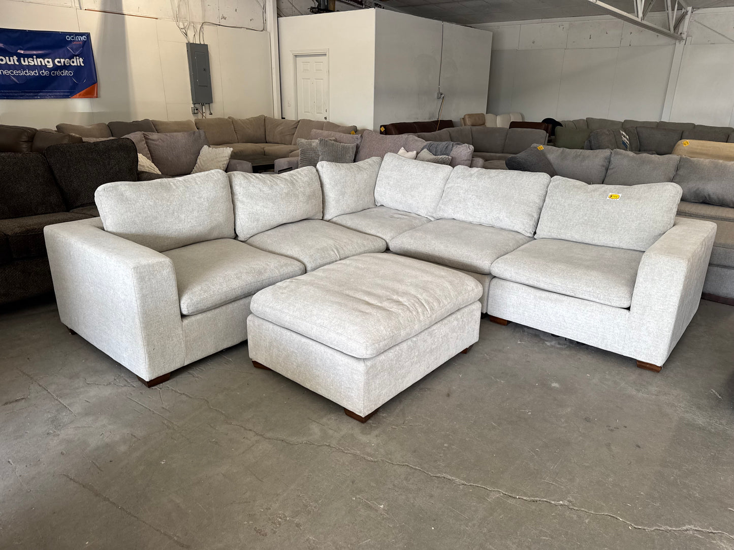 Light Gray Modular Cloud Sectional with Ottoman