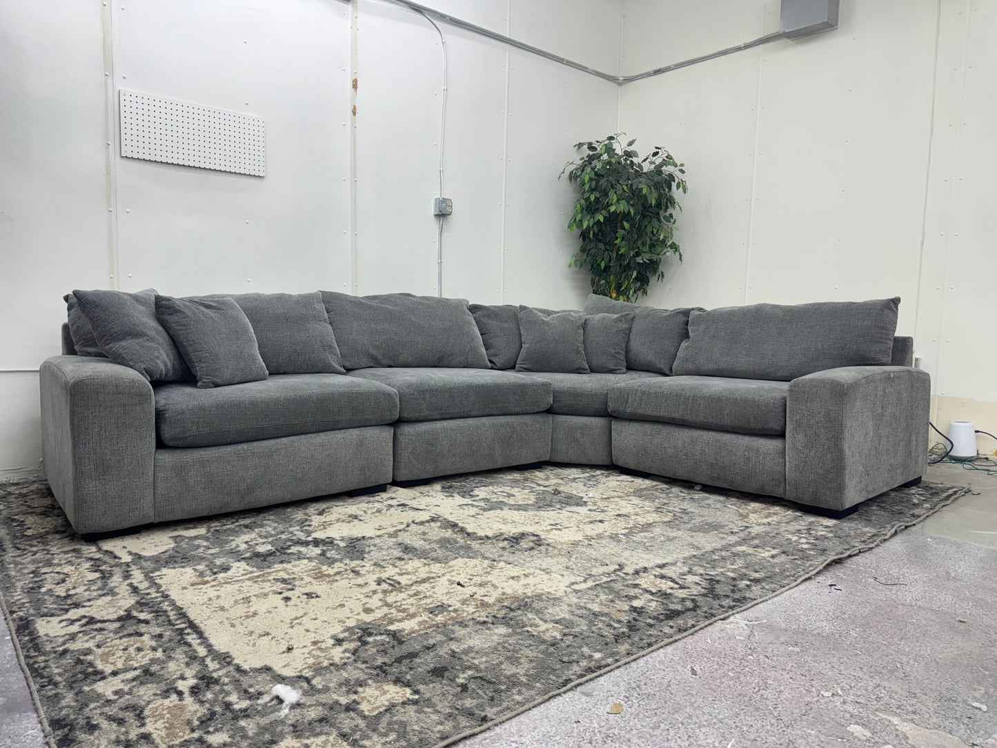 Gray Modular 4 Piece L Shape Sectional Couch