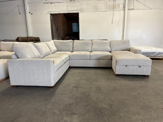 Beige U Shape Sectional with Storage Chaise