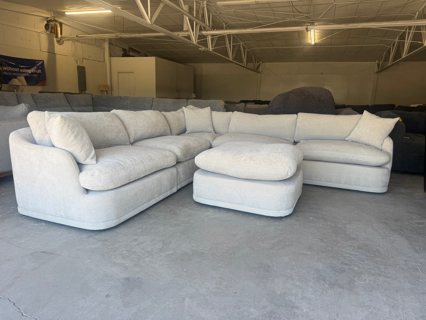 Beige Modular Sectional with Oversized Ottoman