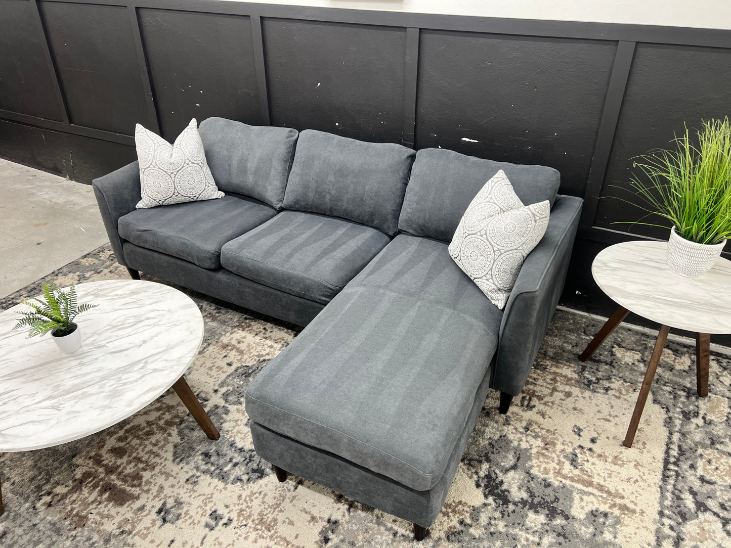 Gray Sectional Couch with Reversible Chaise