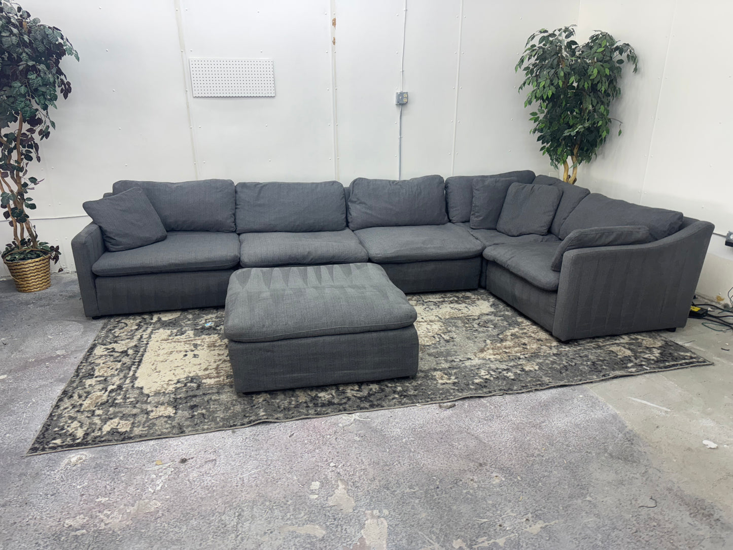 Gray 6-Piece Modular Cloud Sectional Couch with Ottoman