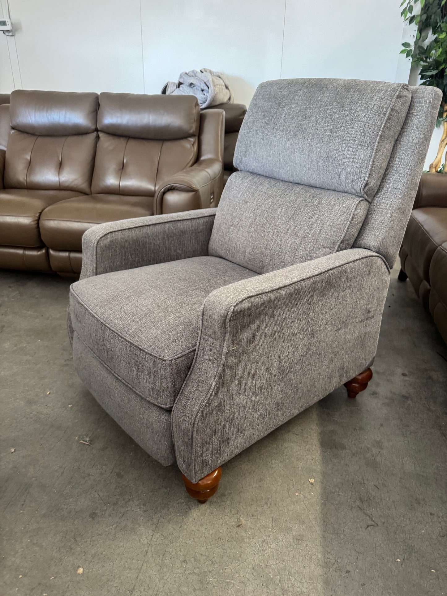 Gray Fabric Pushback Recliner