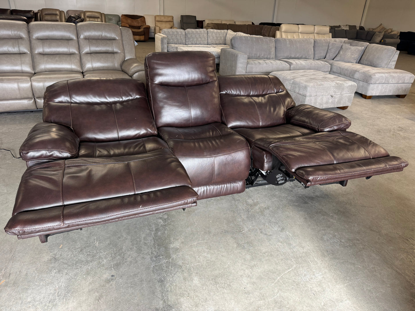 Dark Brown Ridgewin Leather Power Reclining Sofa