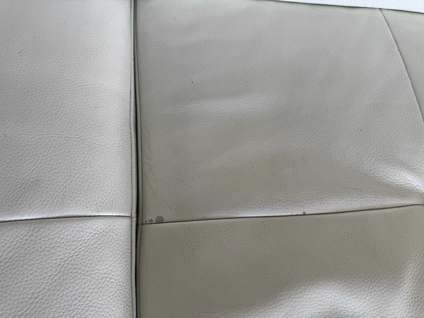 White Mid Century Modern Leather Chaise Sectional