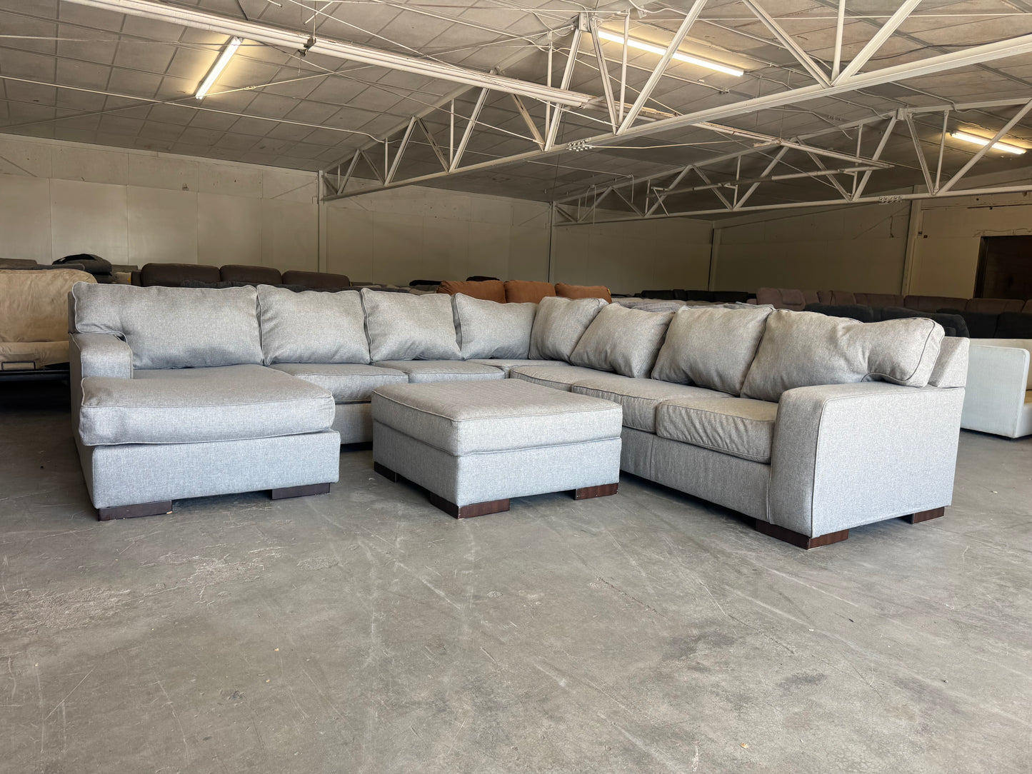 Gigantic Gray Modular U Shape Sectional with Ottoman