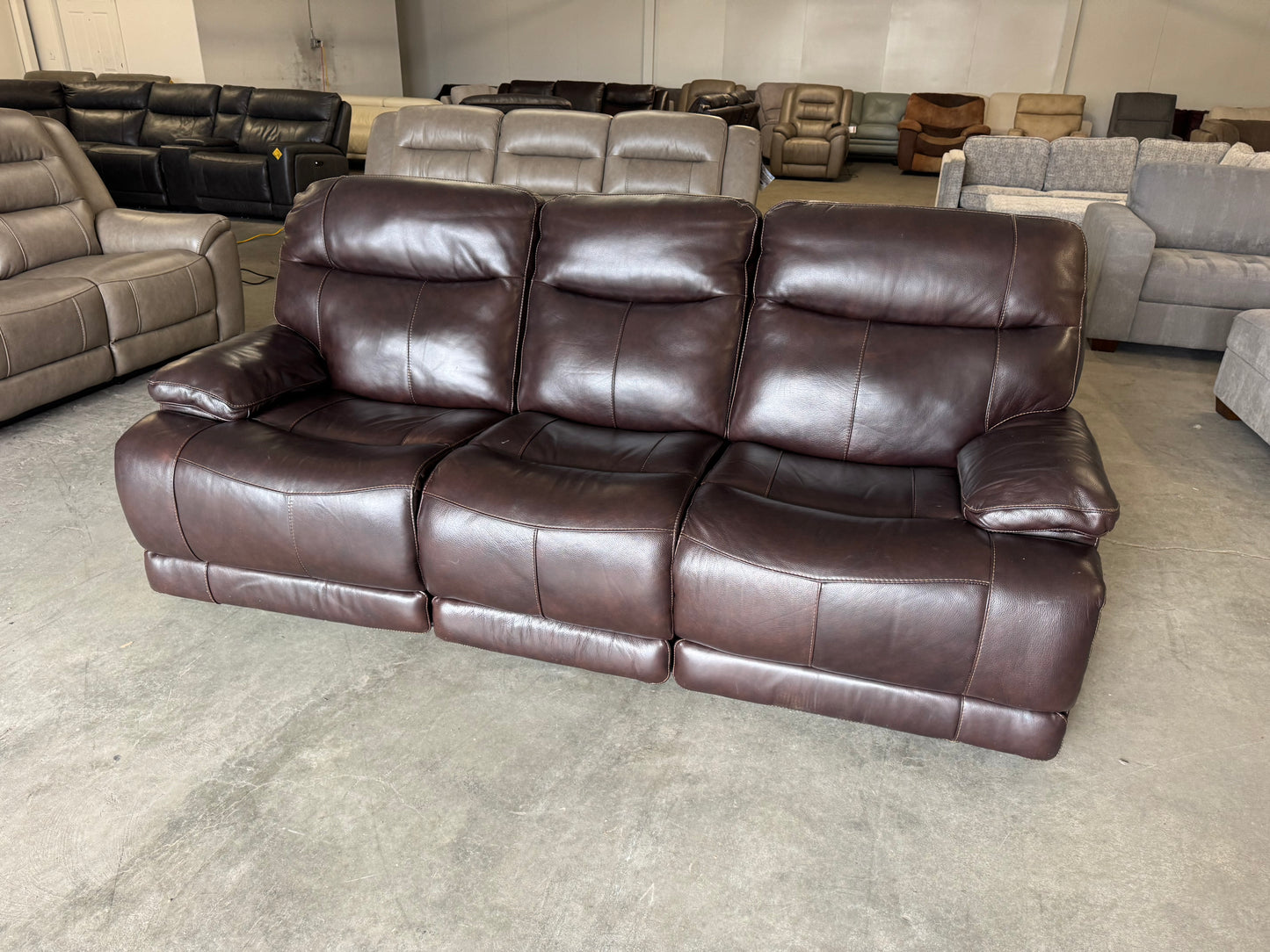 Dark Brown Ridgewin Leather Power Reclining Sofa