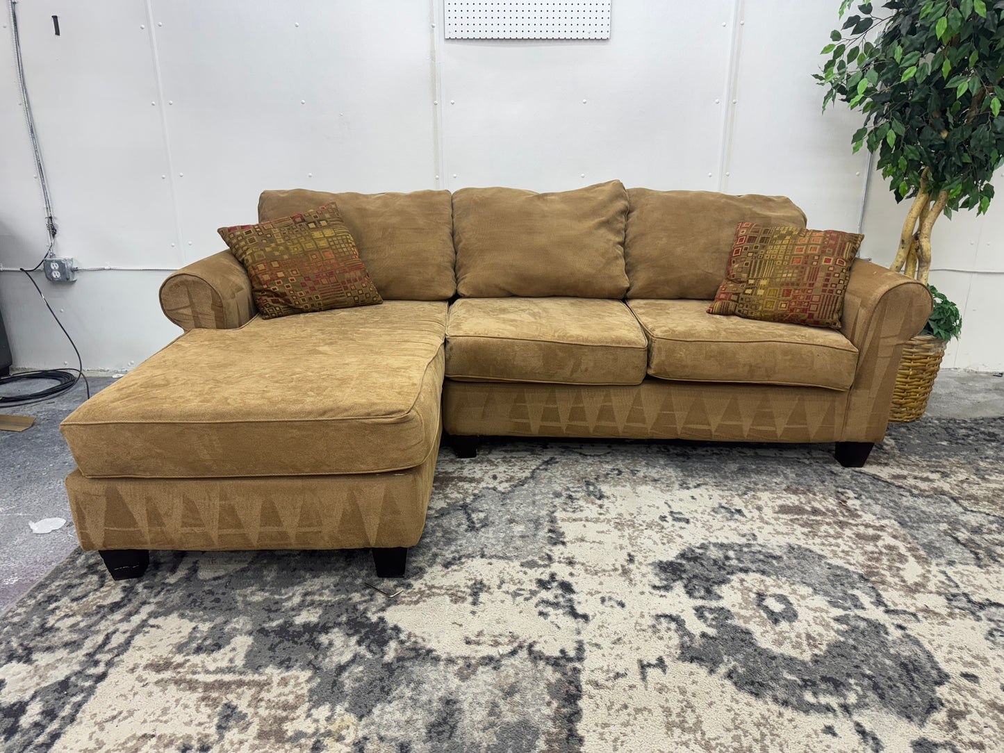 Tan Sectional Couch with Chaise