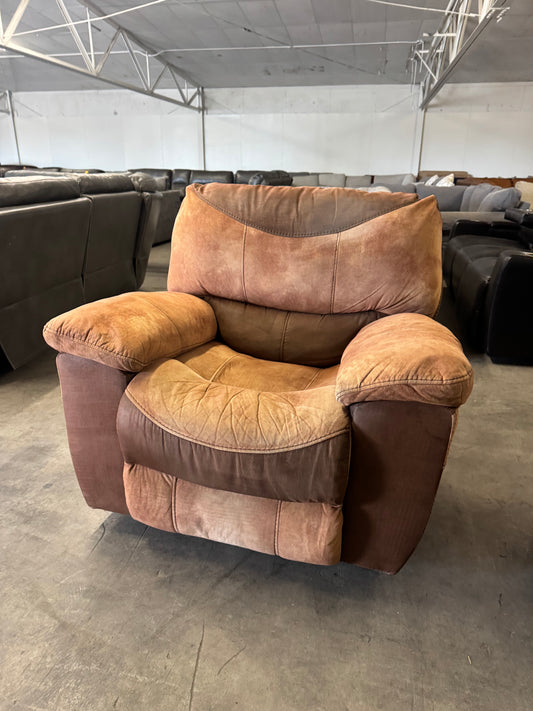 Brown / Beige Two-Toned Electric Rocking Recliner