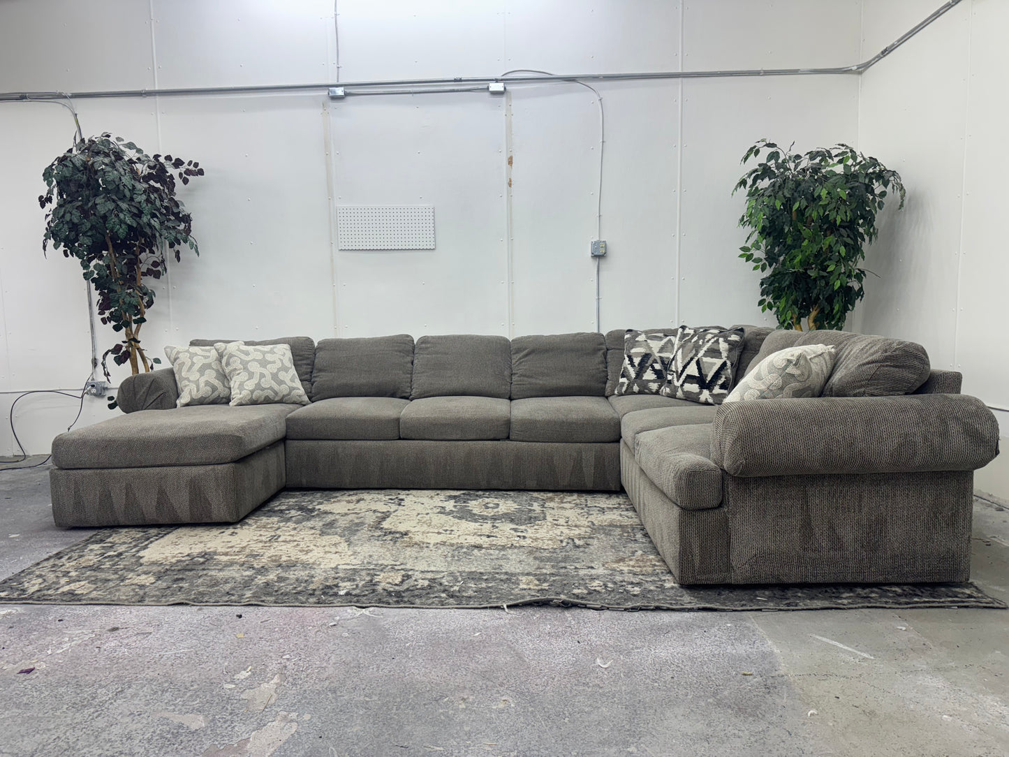 Huge Taupe U-Shaped Sectional with Chaise