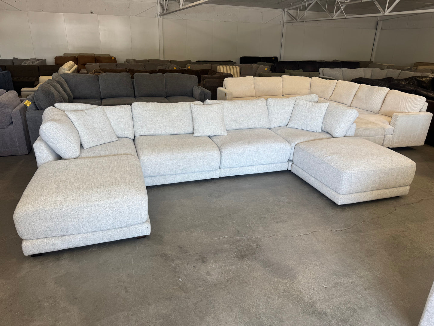 White Modular Cloud Sectional with Dual Ottoman