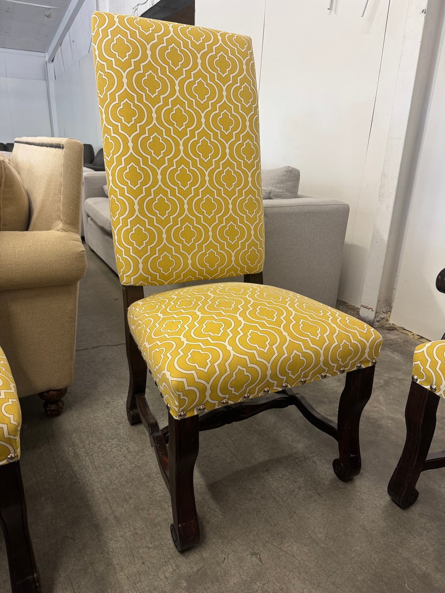 Set of 6 Matching Upholstered Wooden Dining Chairs