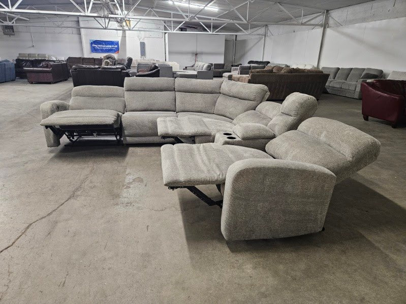 Gray 6-Piece Modular Sectional with 3 Power Recliners
