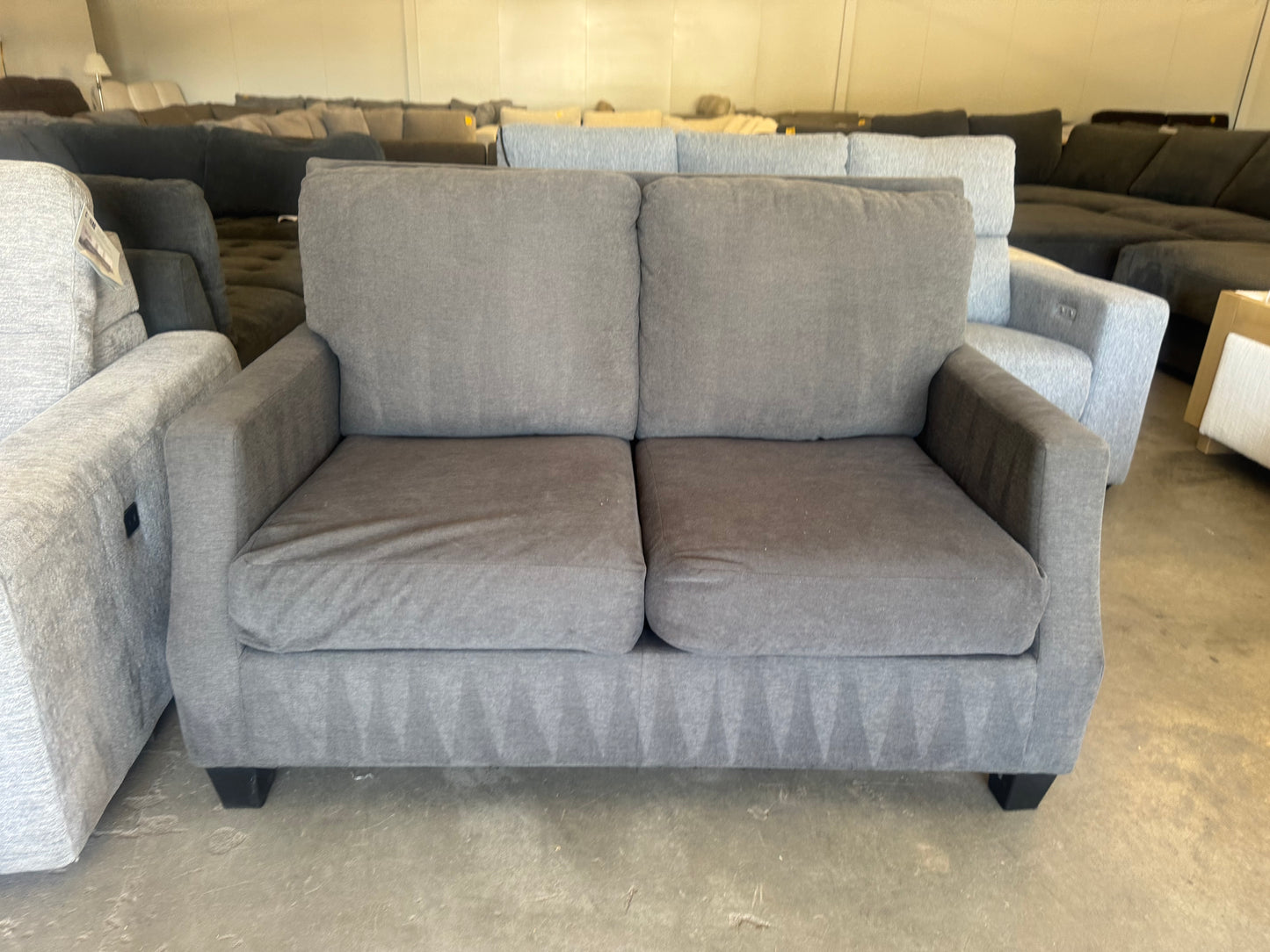 Charcoal Gray Fabric Loveseat