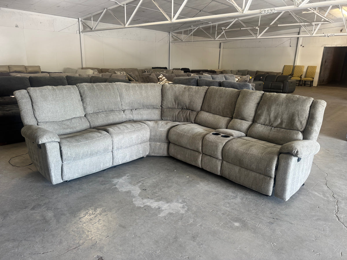 Gray L-Shaped Reclining Sectik Al Sofa with 3 Manual Recliners