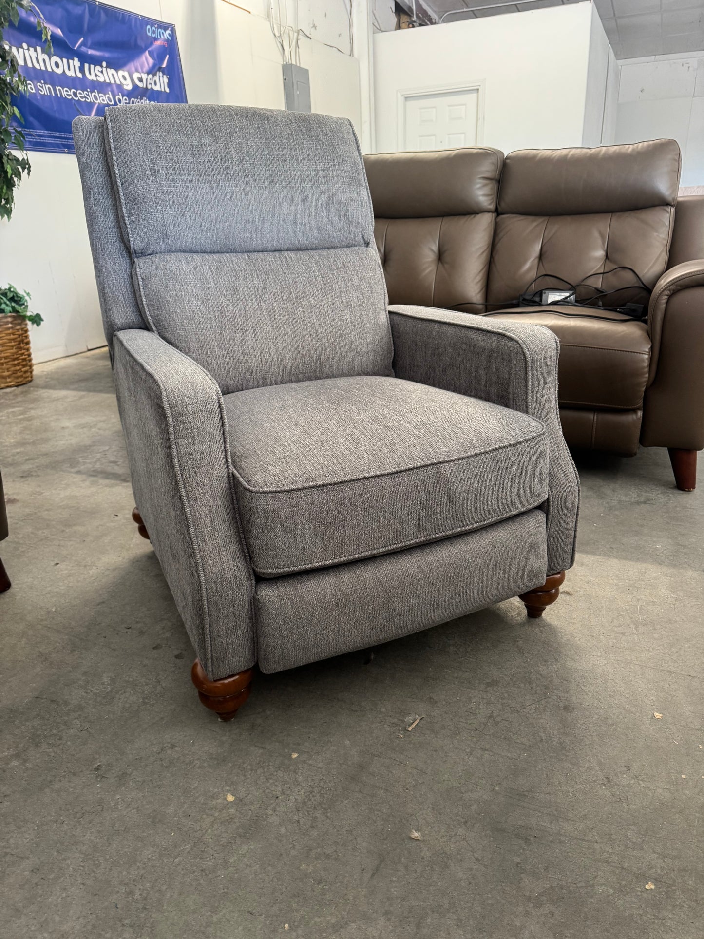 Gray Fabric Pushback Recliner