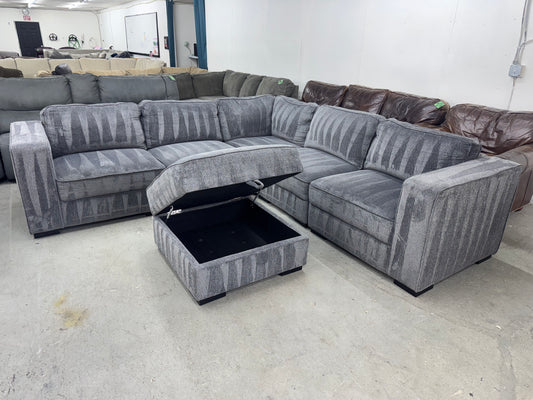 Dark Gray 6 Piece Modular Sofa with Storage Ottoman