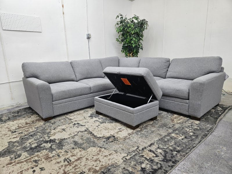 LIKE NEW Costco “Langdon” Sectional - Gray L Shape Sectional with Storage Ottoman