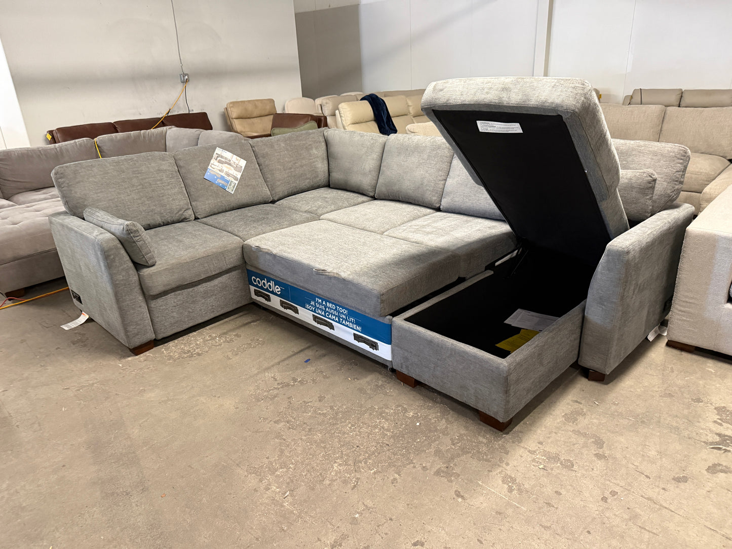LCoddle Luke Sleeper Sofa w/ Reversible Chaise and Storage