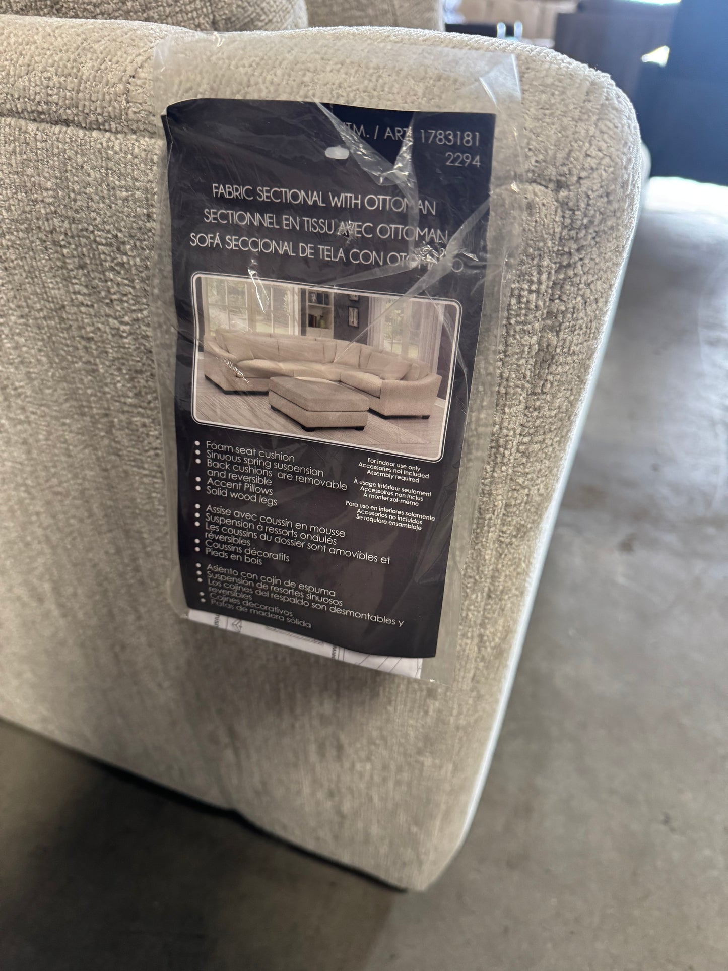 Brand New Beige L Shape Sectional with Ottoman