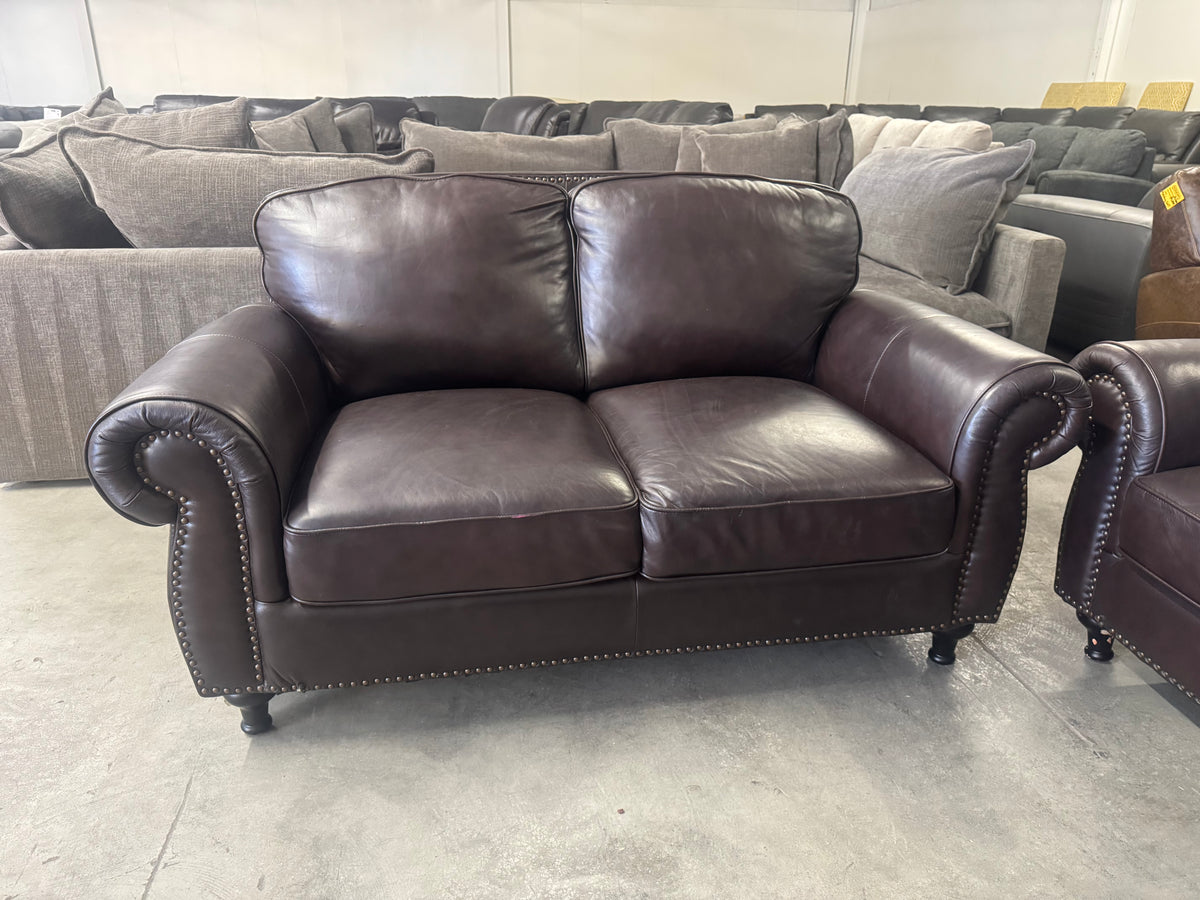 Brown Leather 4-Piece Sofa, Loveseat, Chair & Ottoman