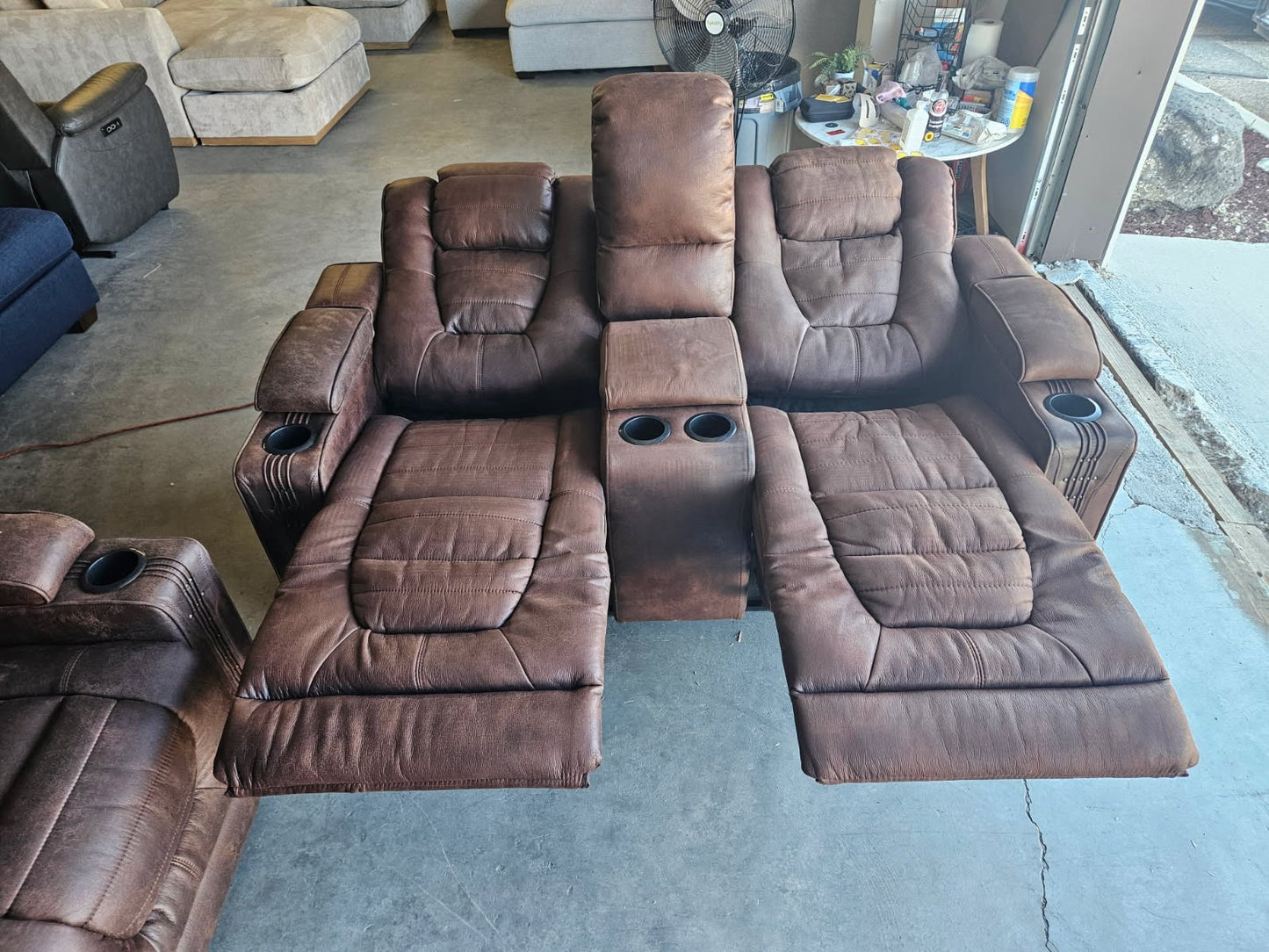 Brown Microfiber Reclining Sofa & Loveseat