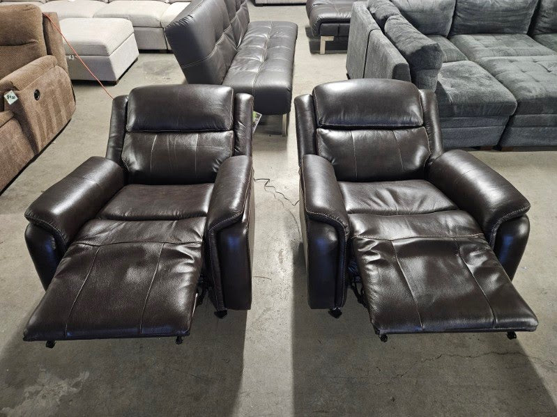 Barcalounger Bryson Dark Brown Leather Power Recliners (Pair)