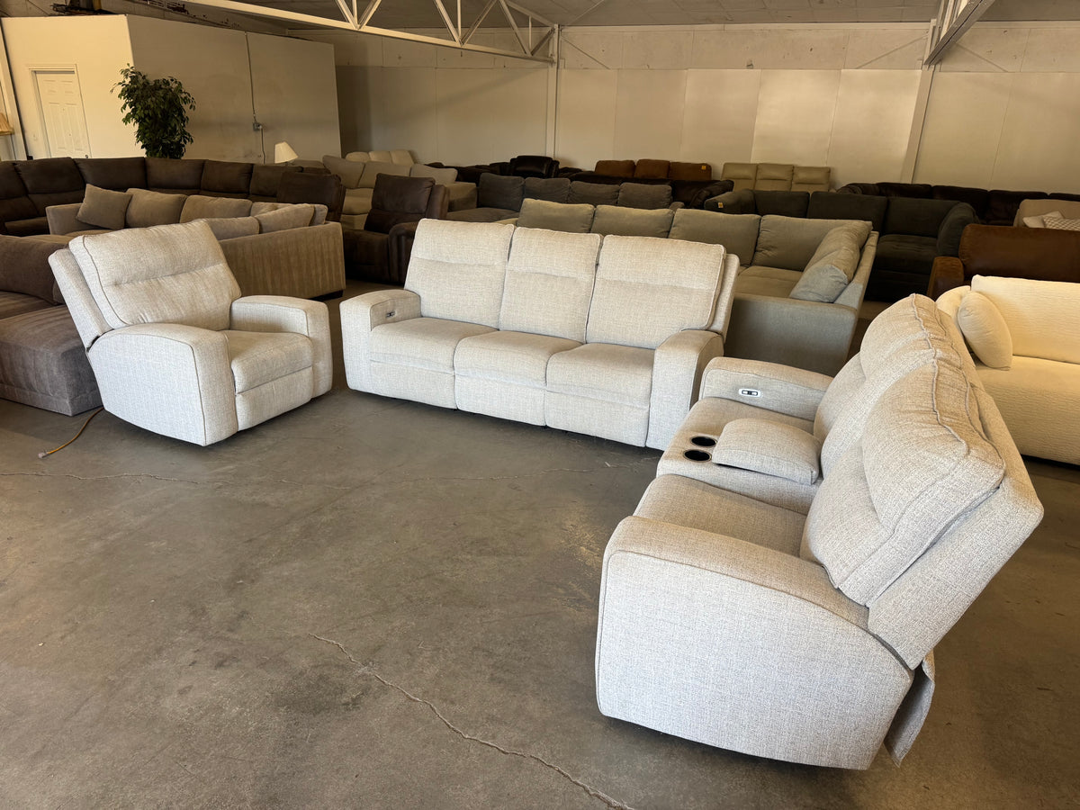 Living Room Set – Ashley Biscoe Performance Fabric Dual Power Reclining Sofa, Loveseat & Recliner