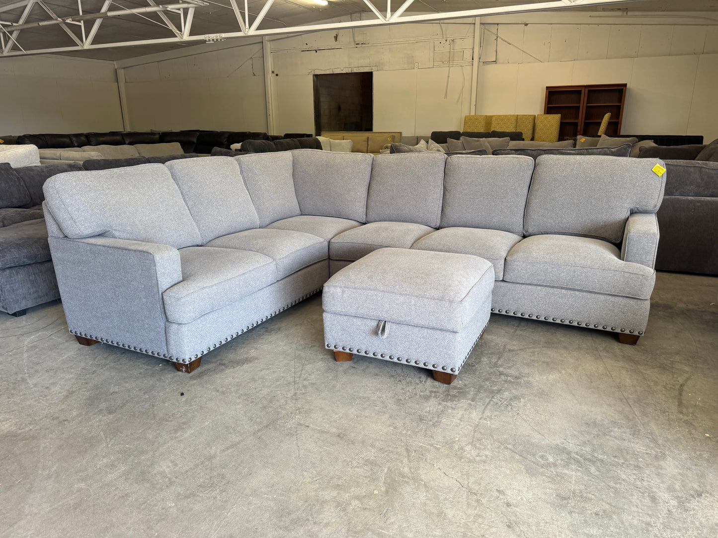 Gray L Shape Sectional with Storage Ottoman