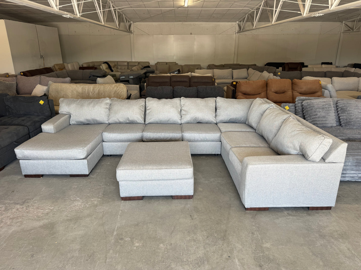 Gigantic Gray Modular U Shape Sectional with Ottoman