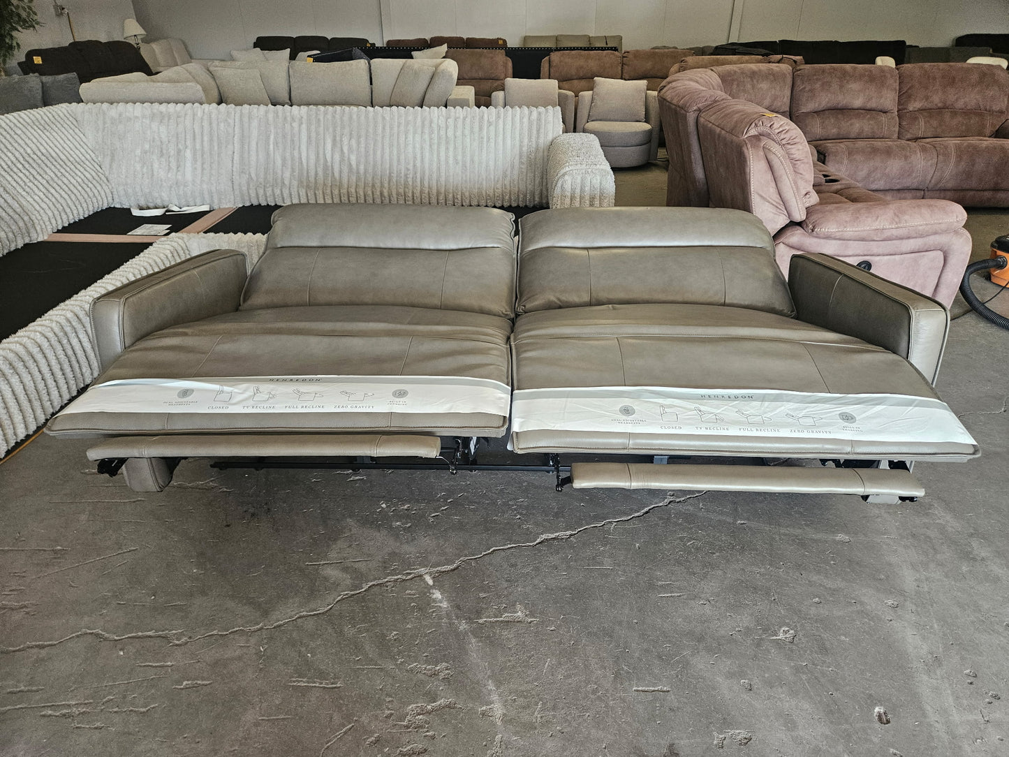 New Henredon Keira Leather Zero-Gravity Power Reclining Sofa