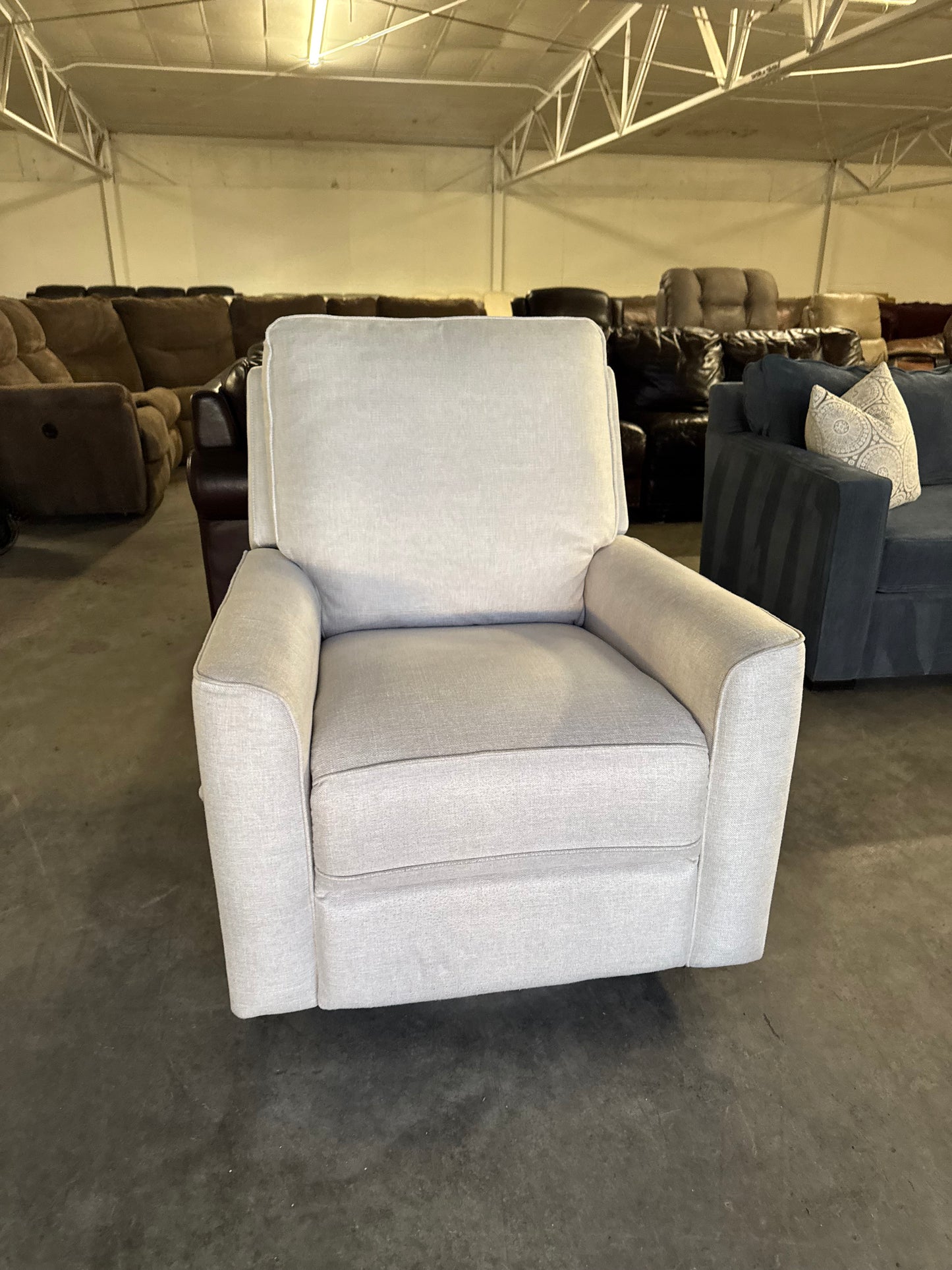 Cream Fabric Swivel Recliner