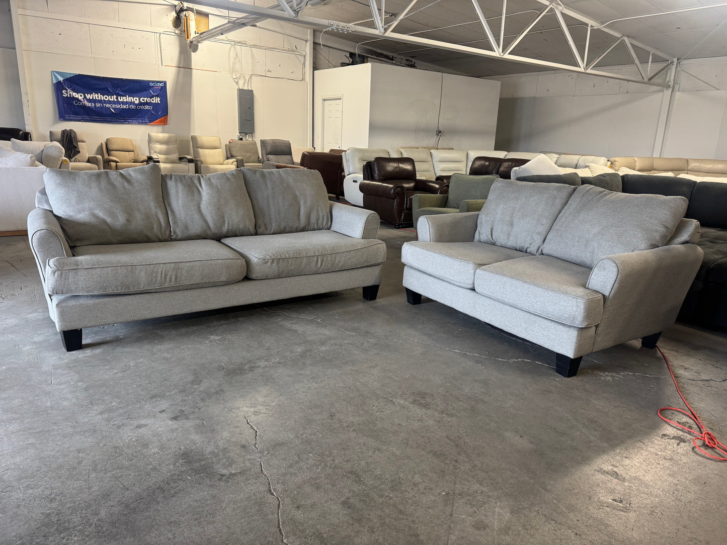 Couch and Loveseat - Gray Living Room Sofa Set