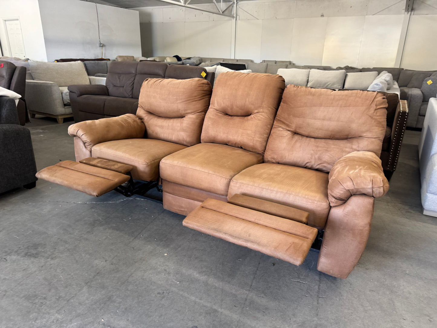 Reclining Couch - Brown Microfiber Manual Reclining Sofa – Same Day Delivery Available!
