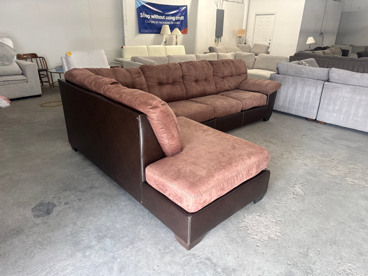 Brown Microfiber L-Shaped with Chaise