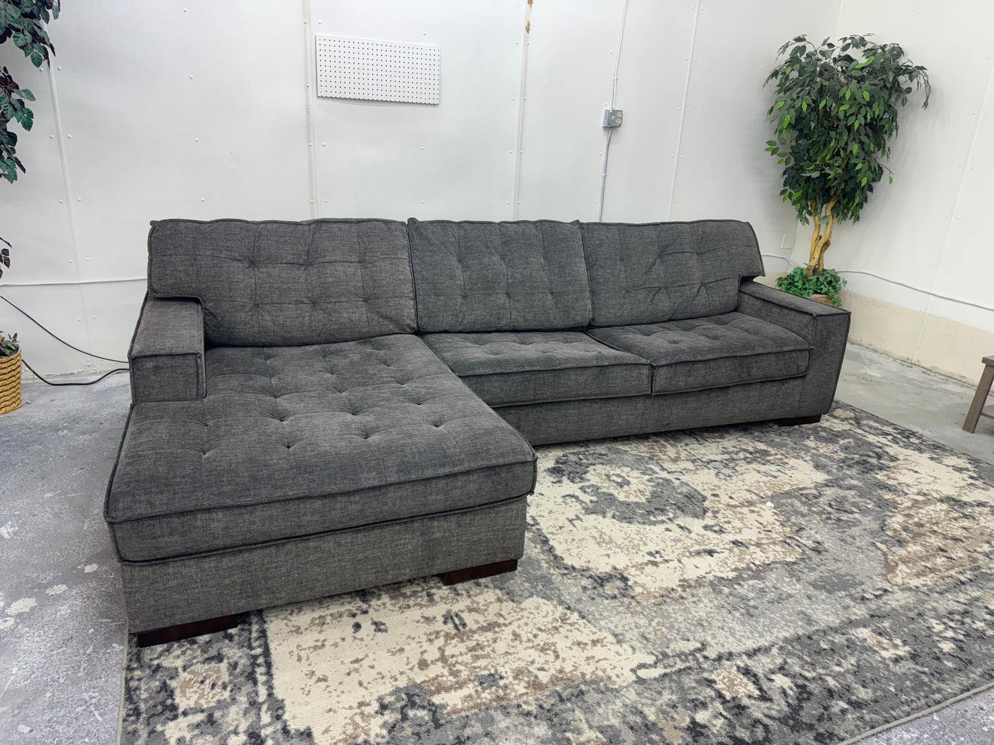 Sage Gray Microfiber L-Shape Sectional Couch