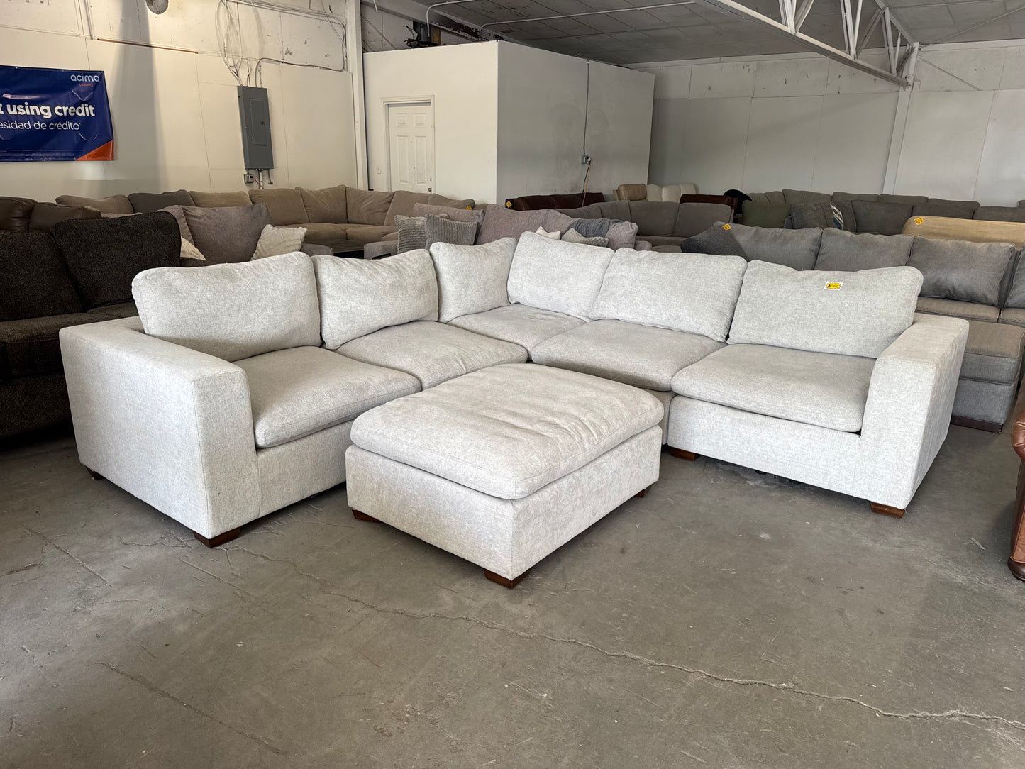 Light Gray Modular Cloud Sectional with Ottoman