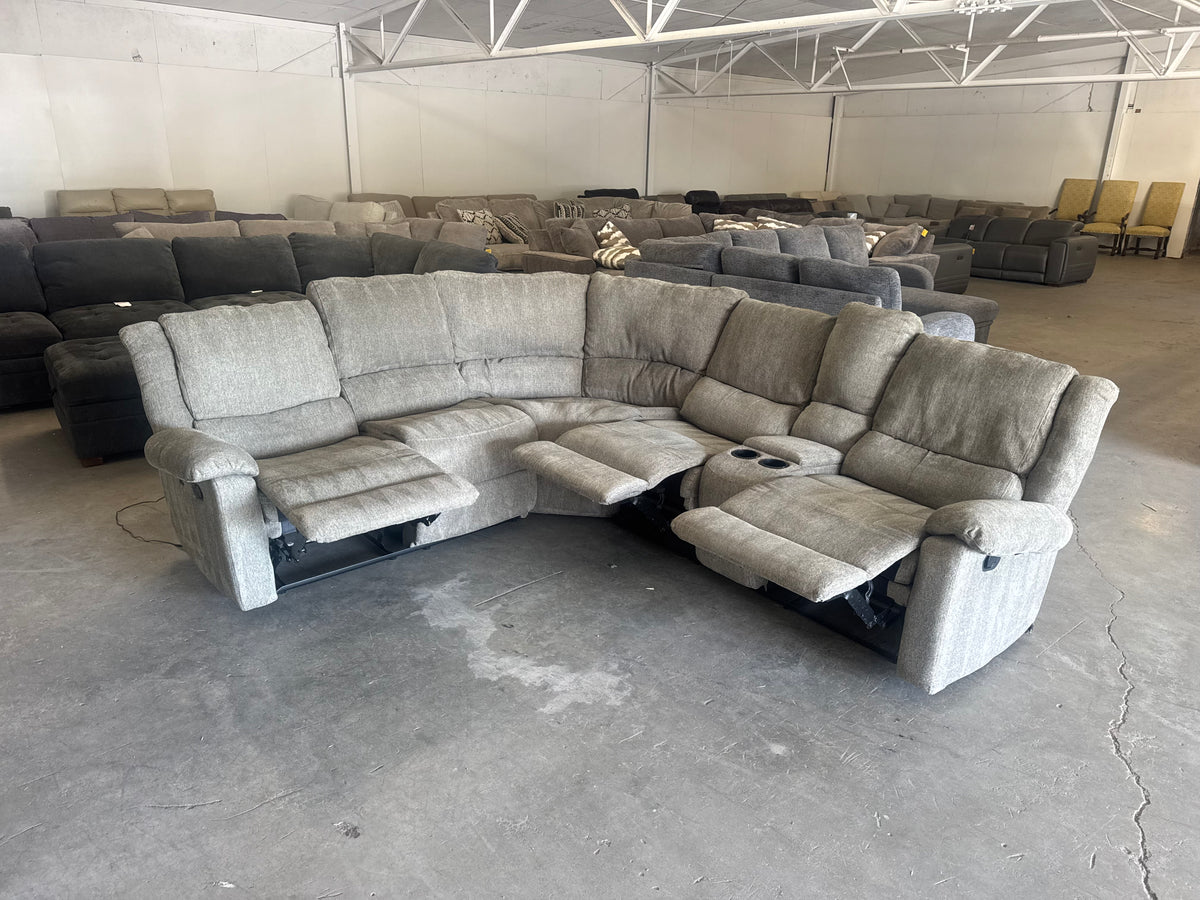 Gray L-Shaped Reclining Sectik Al Sofa with 3 Manual Recliners