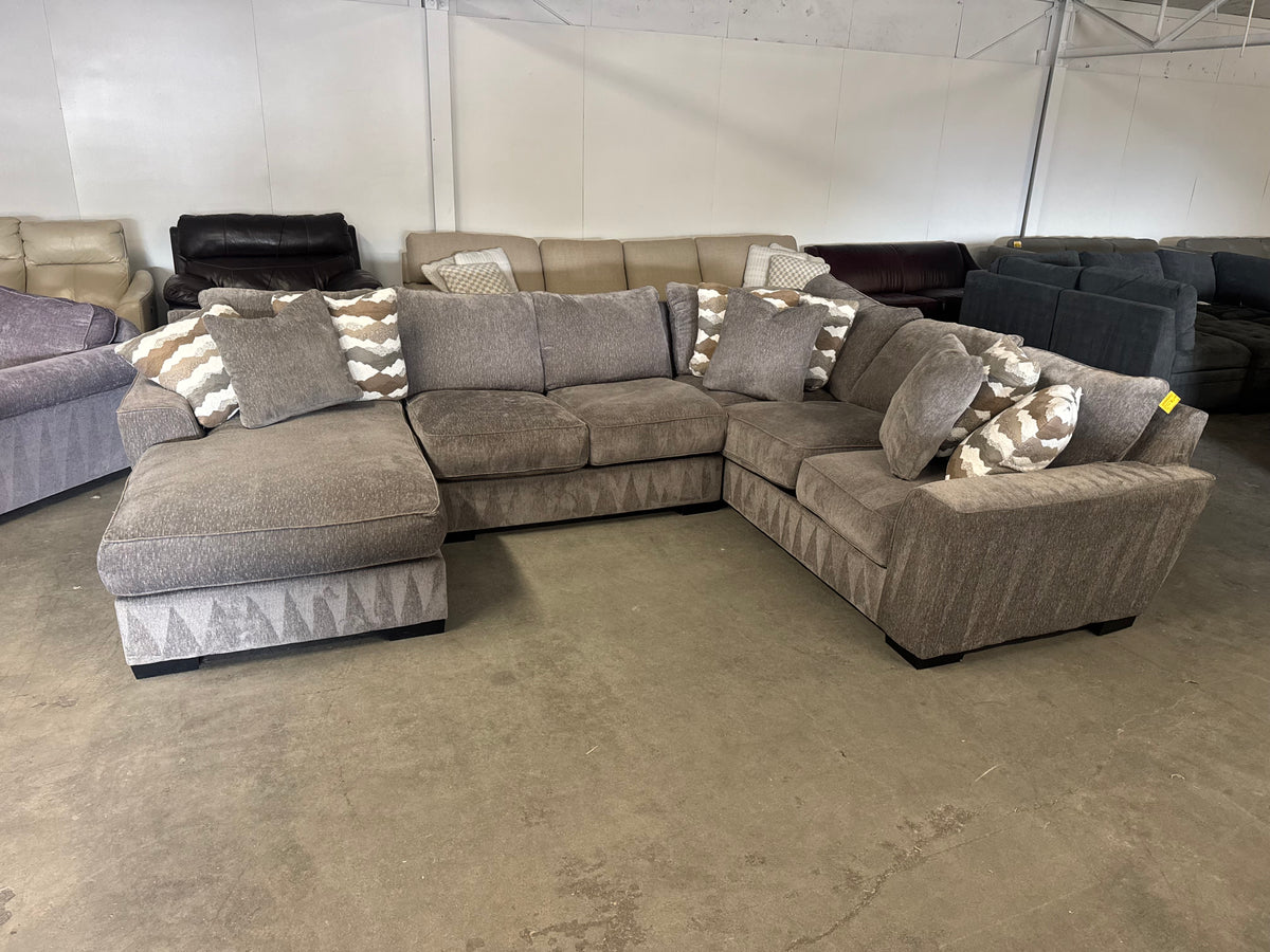 Taupe Down-Filled U-Shaped Sectional – Like New