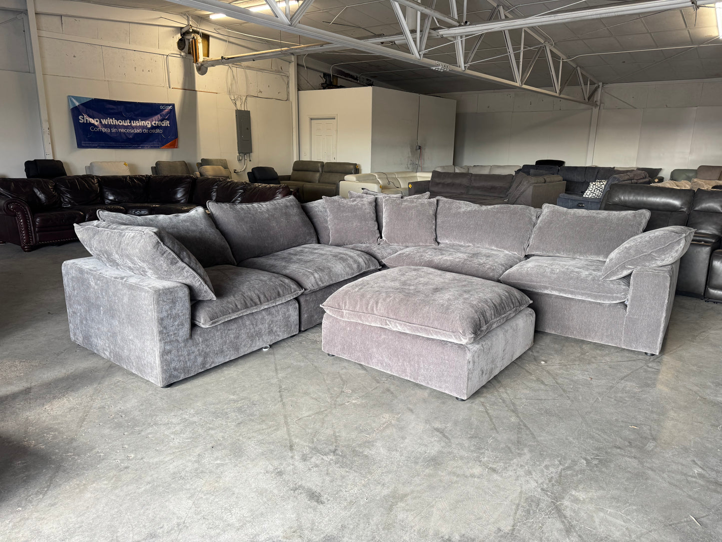 Sereen 6-Piece Dark Gray Modular Cloud Sectional Couch