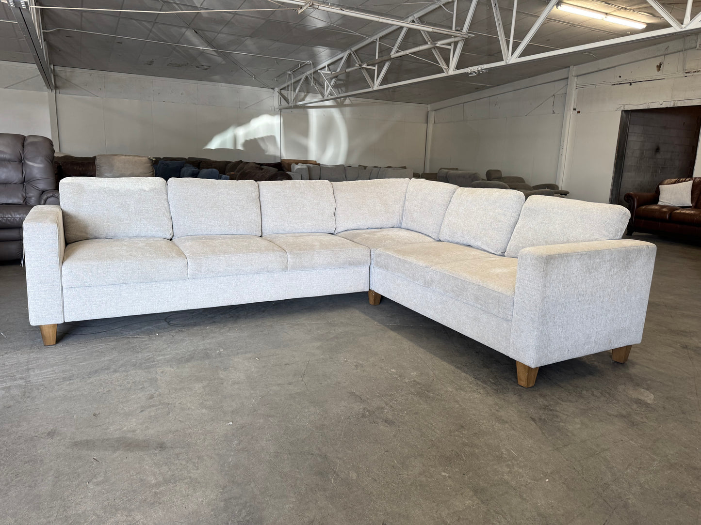 Beige L-Shape Sleeper Sectional with Pull-Out Bed